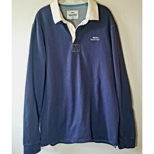 Weird Fish Fulshaw Organic Long Sleeve Rugby Shirt Blue Mens Large Long Sleeve